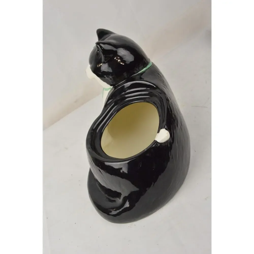 Vintage Tuxedo Cat Cookie Jar Mama Kitty w/ Baby Kitten Lid